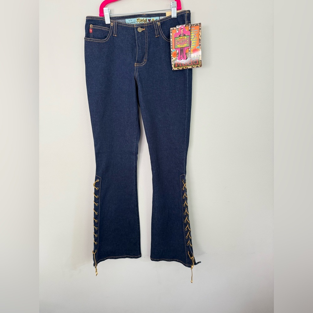 Deadstock Y2K Mudd low rise lace up flare bell bottoms size 7